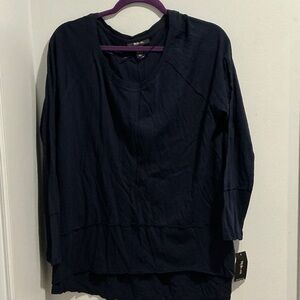 Women's Navy Blue 3/4 Sleeve Tee Shirt